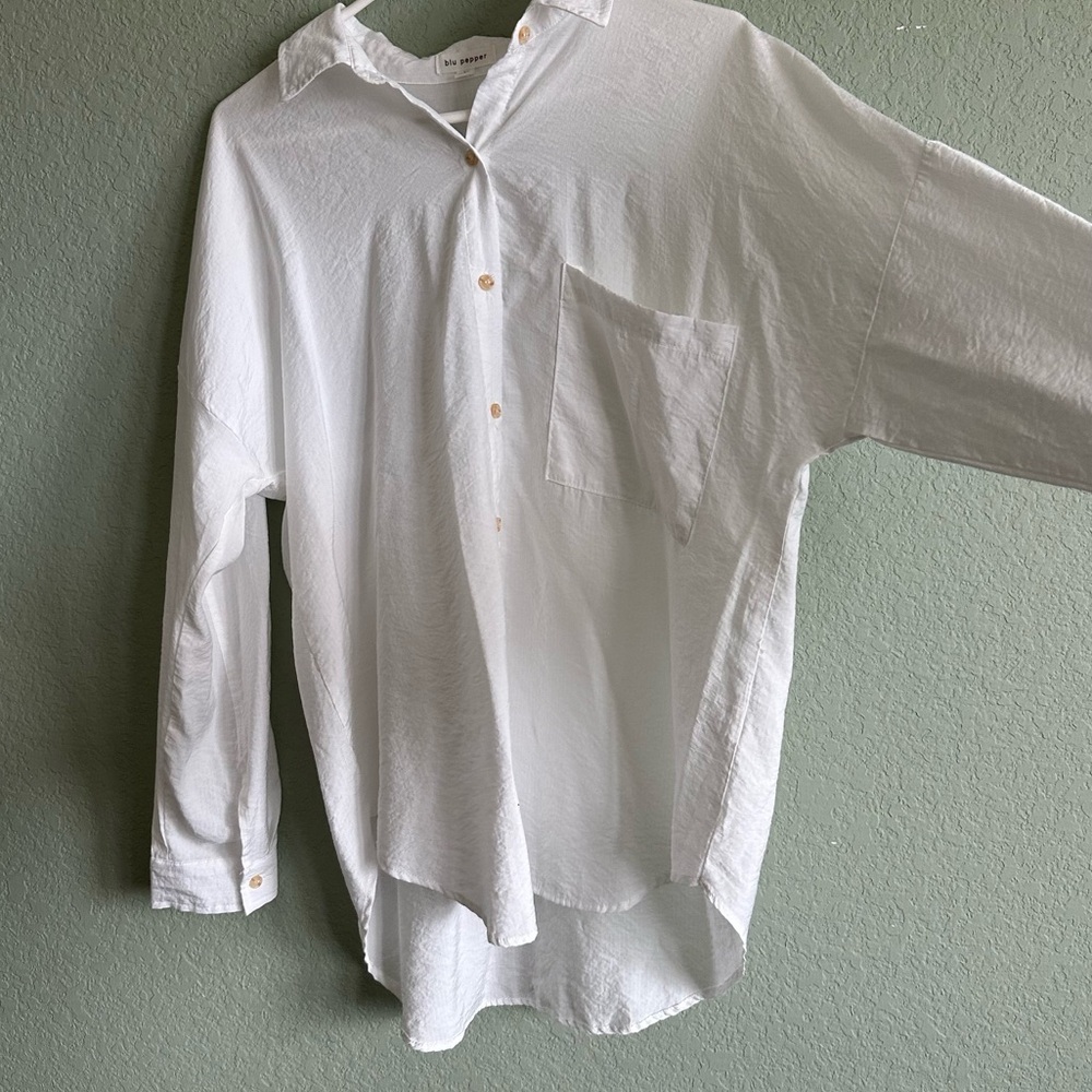 Blu Pepper White Button Down Collared Shirt Blous… - image 2